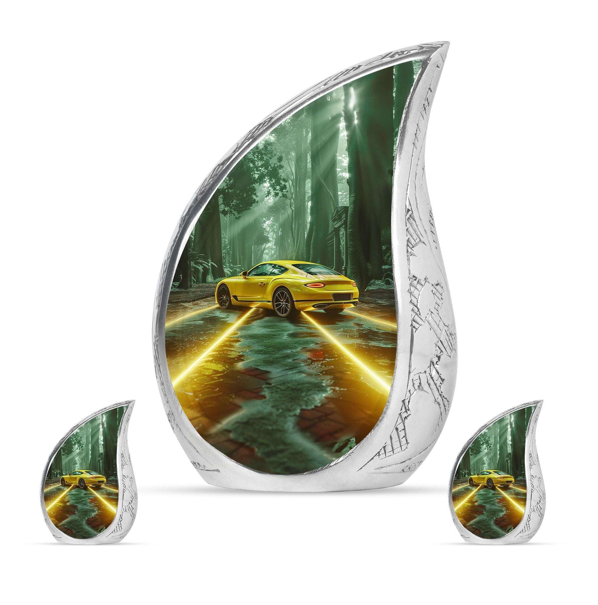 Car Theme Large Urn With 2 Keepsake Urn