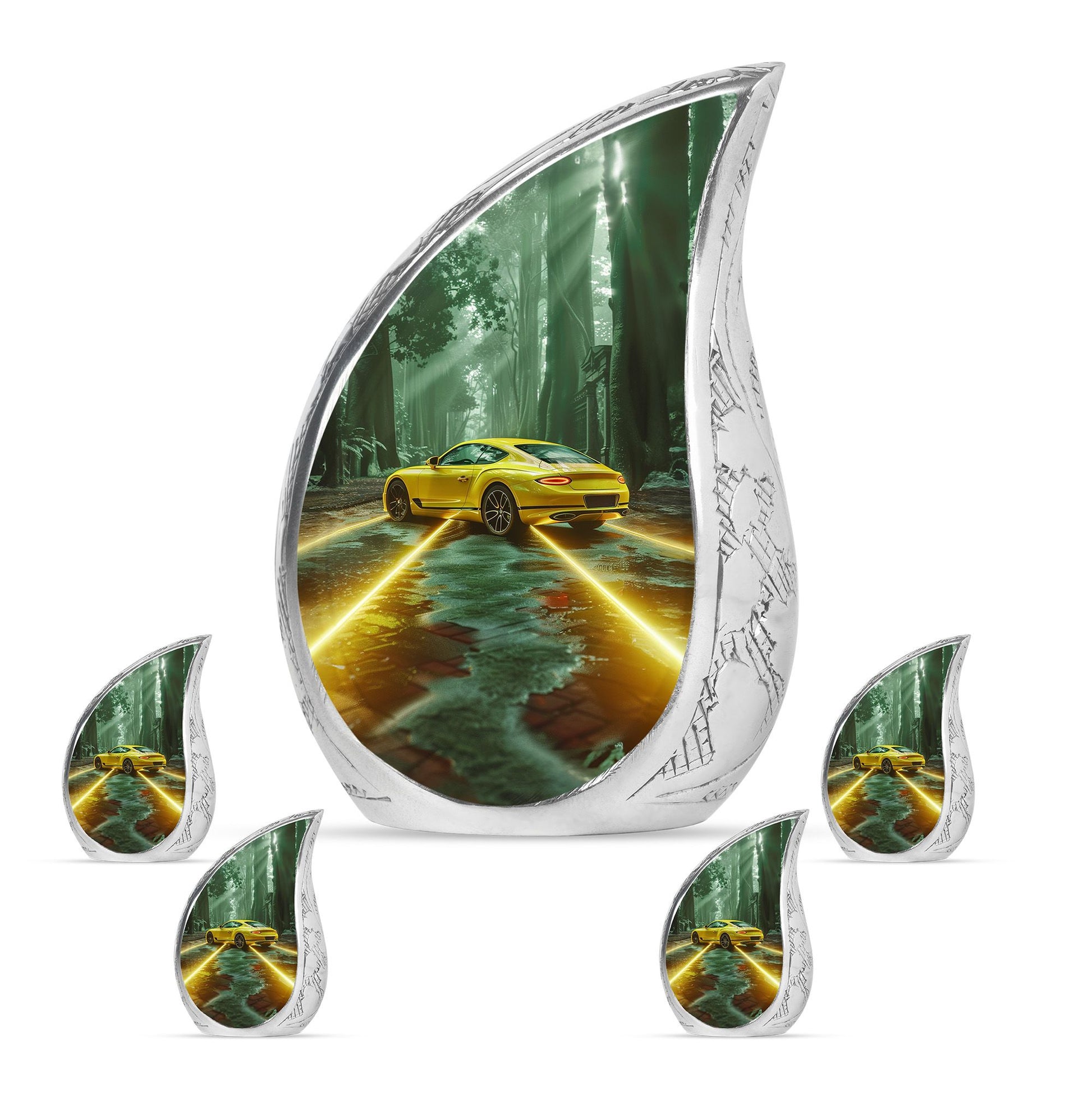 Car Theme Large Urn With 4 Keepsake Urn