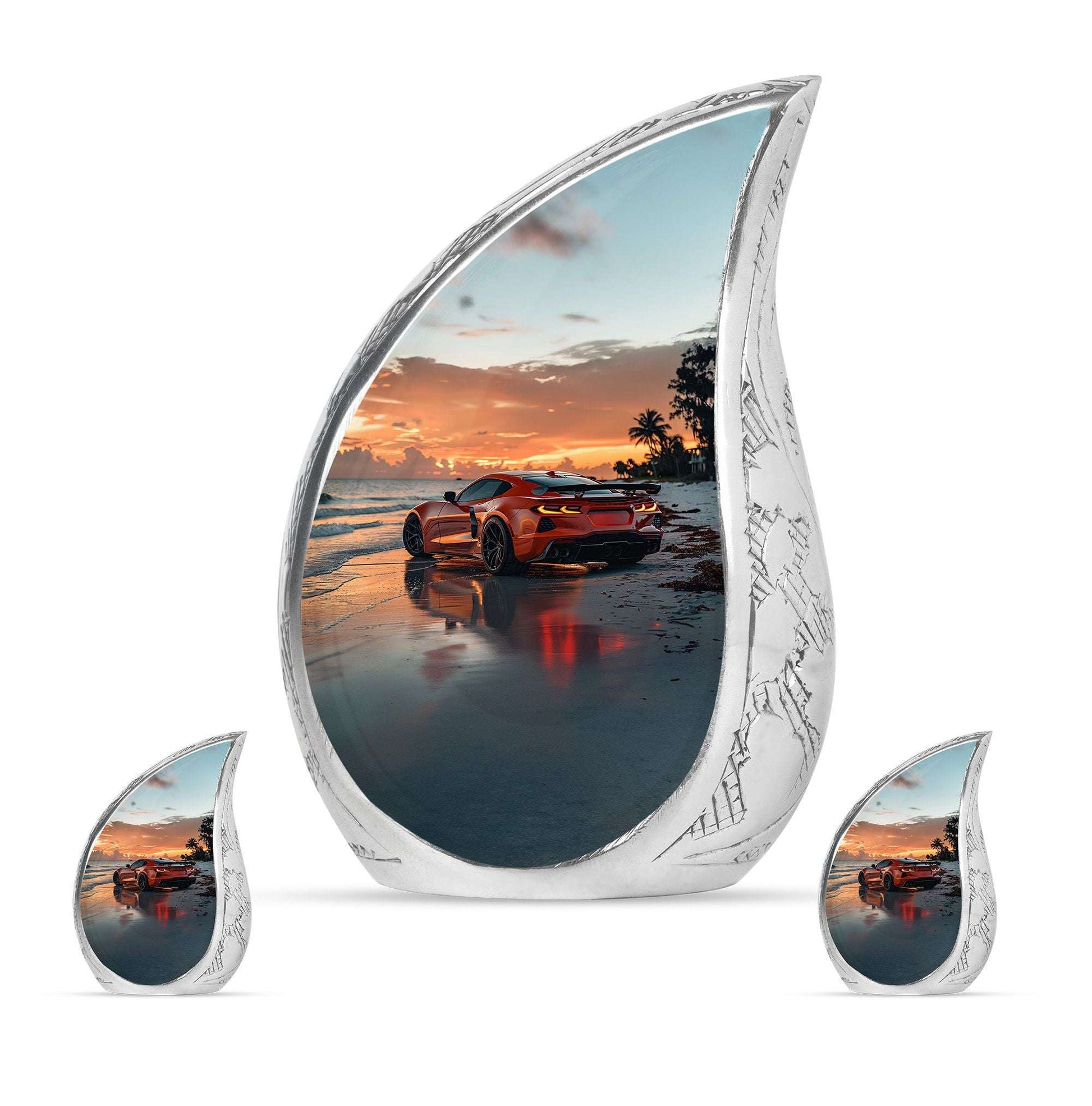 Car Theme Large Urn With 2 Keepsake Urn