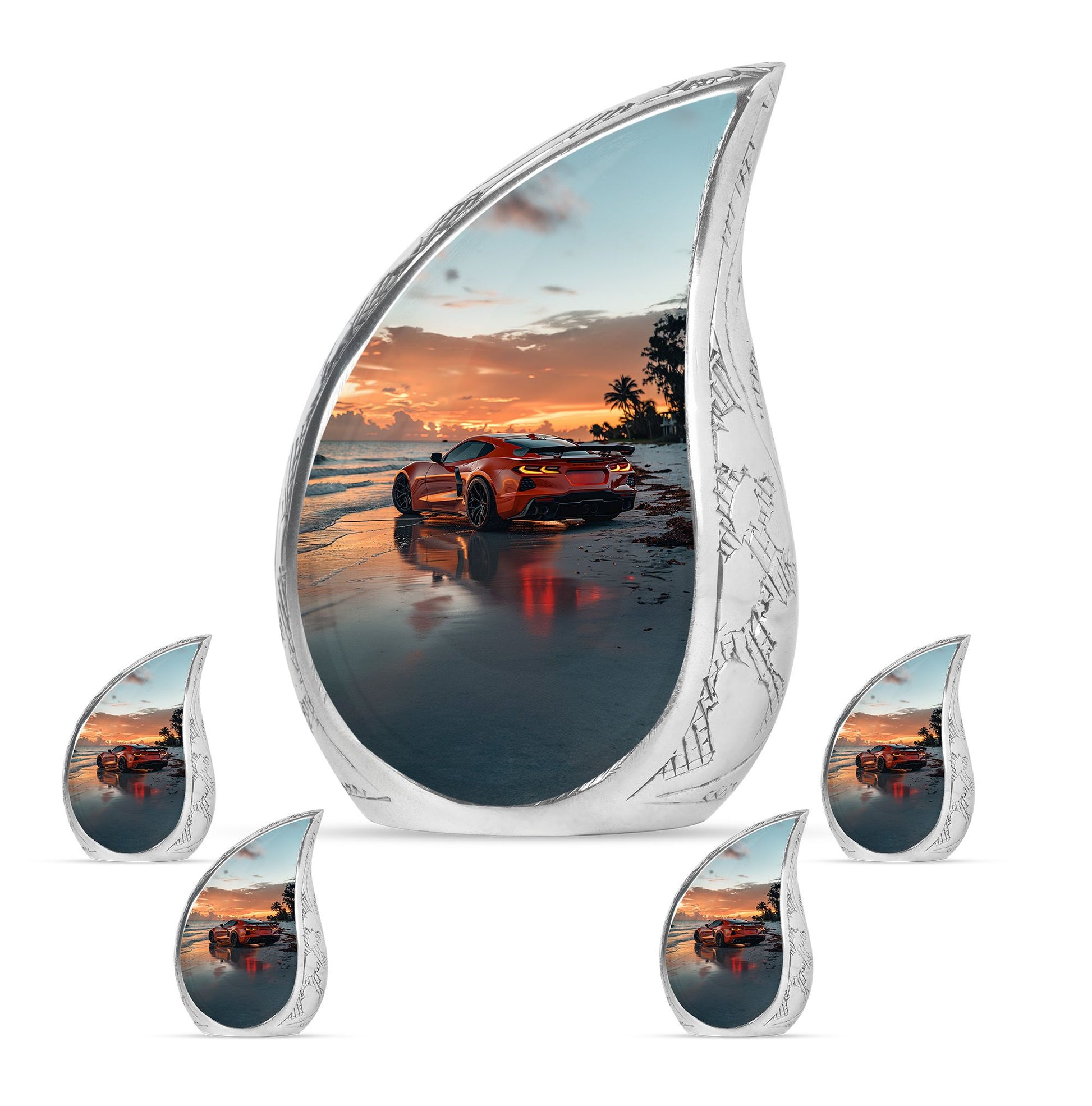 Car Theme Large Urn With 4 Keepsake Urn