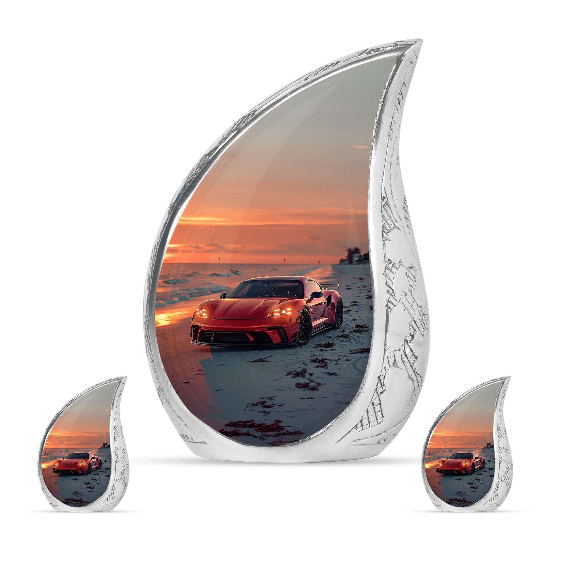 Car Theme Large Urn With 2 Keepsake Urn