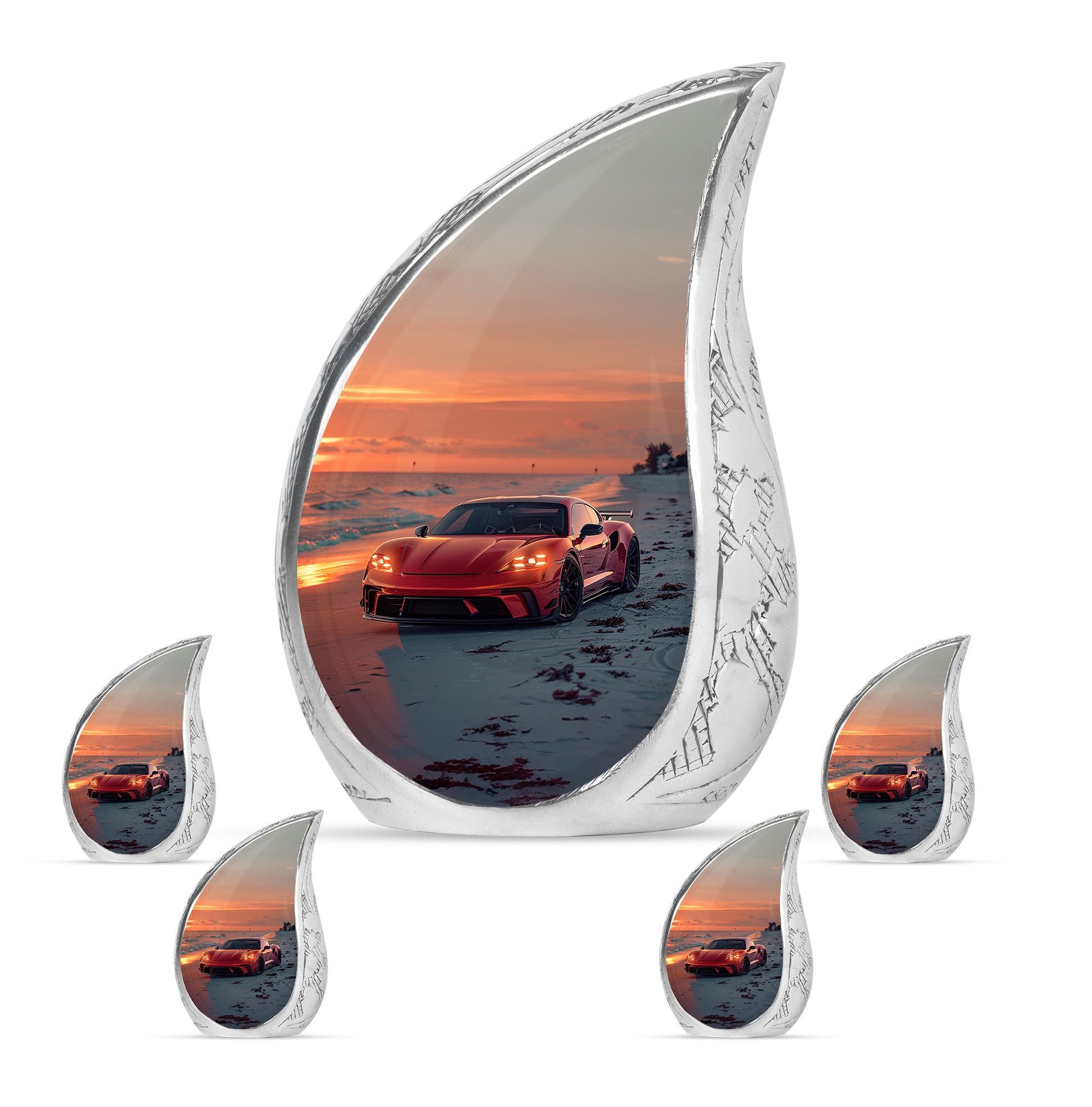 Car Theme Large Urn With 4 Keepsake Urn