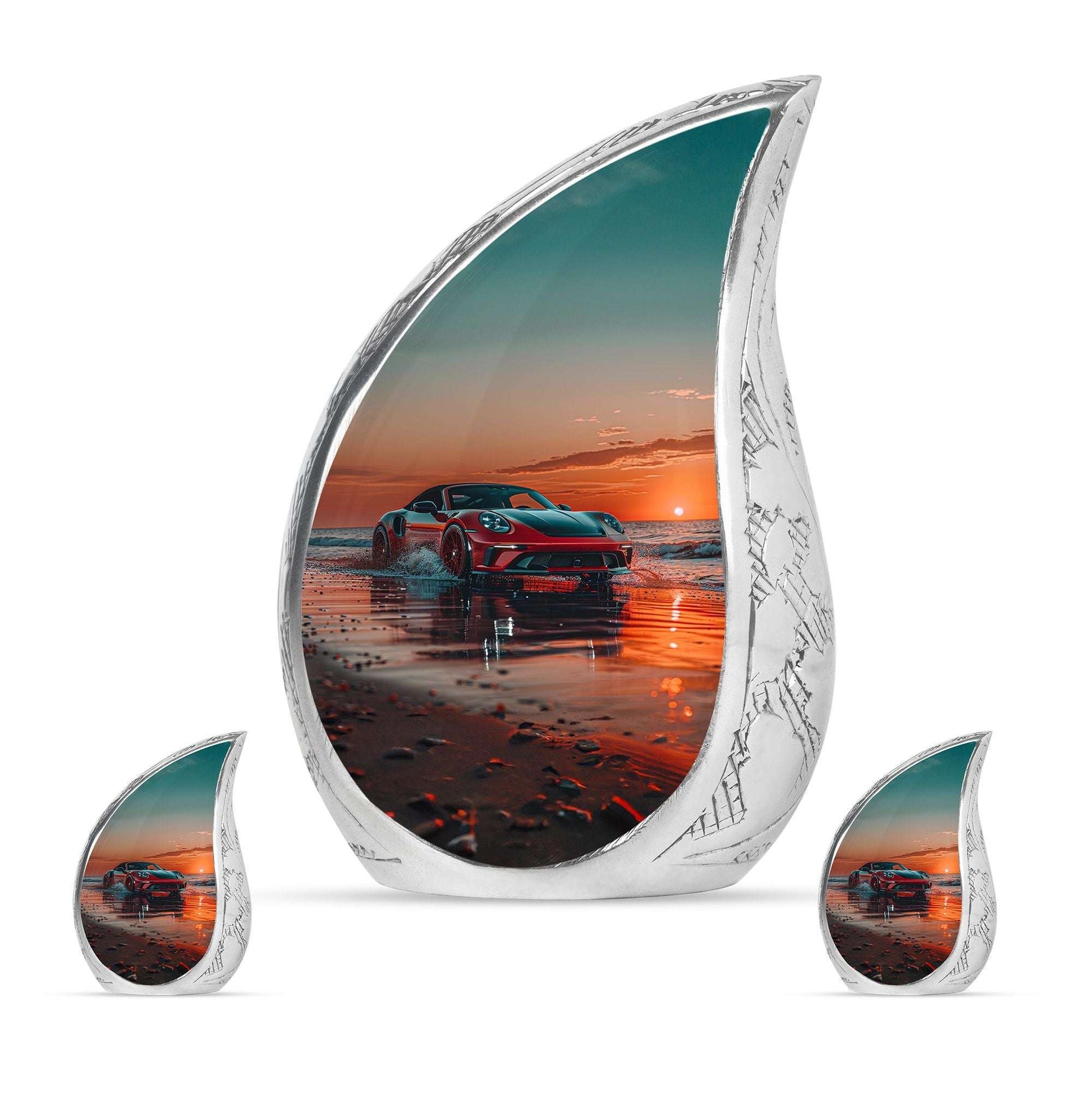 Car Theme Large Urn With 2 Keepsake Urn