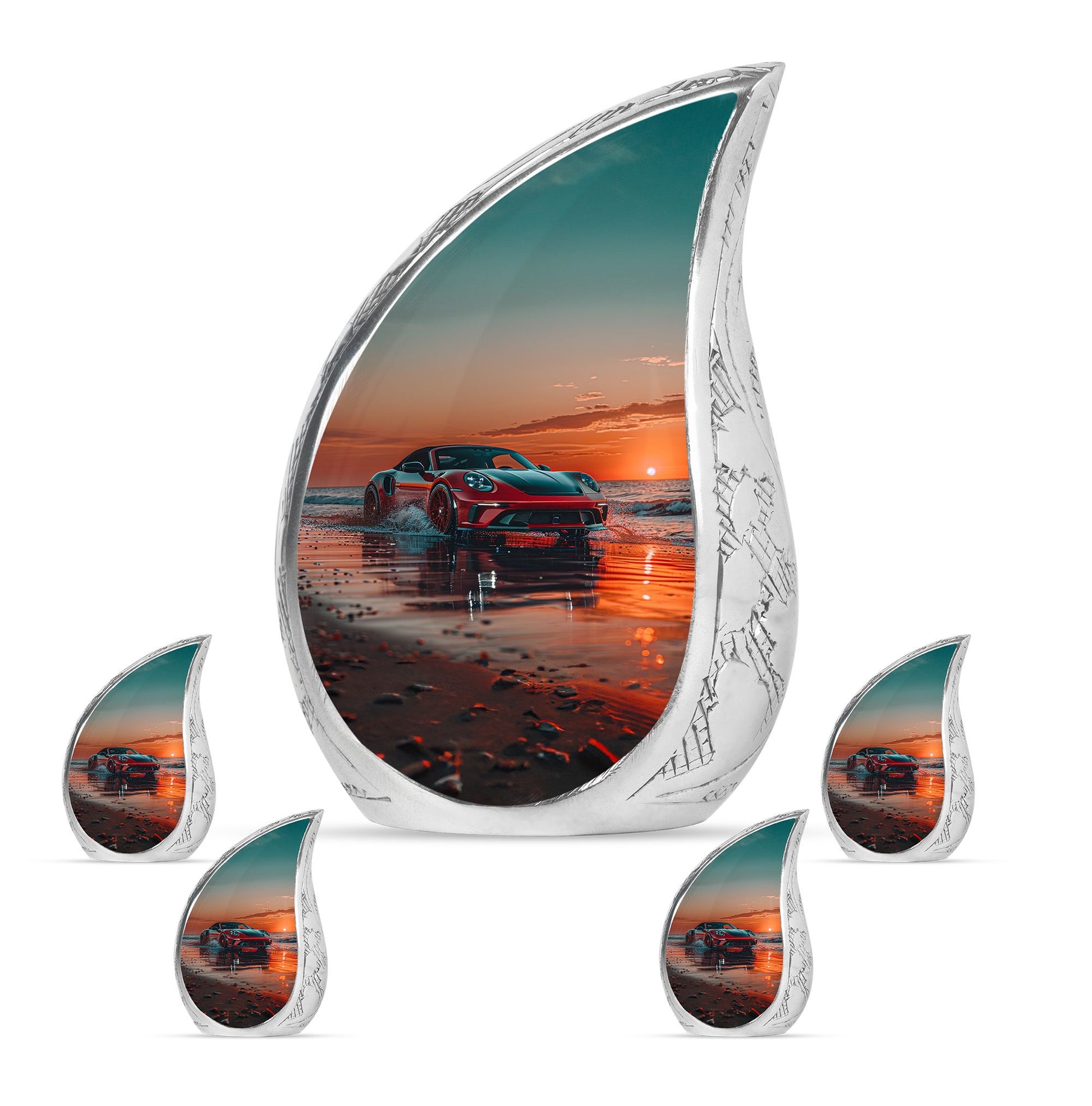 Car Theme Large Urn With 4 Keepsake Urn