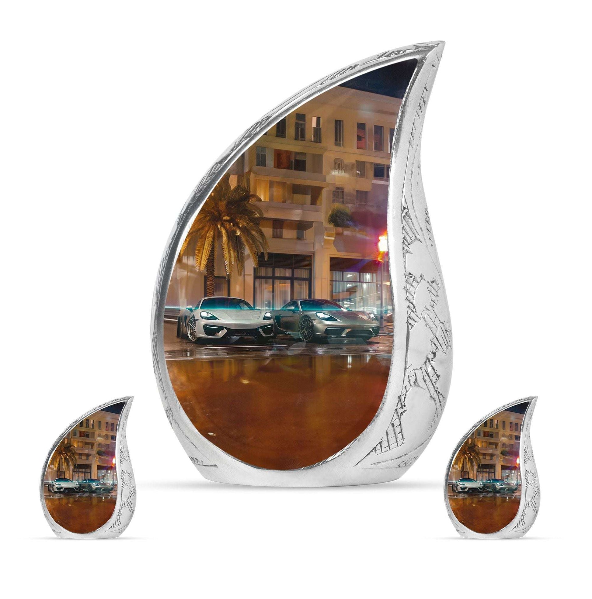 Car Theme Large Urn With 2 Keepsake Urn