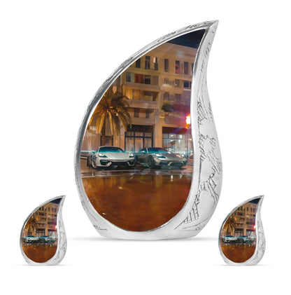 Car Theme Large Urn With 2 Keepsake Urn