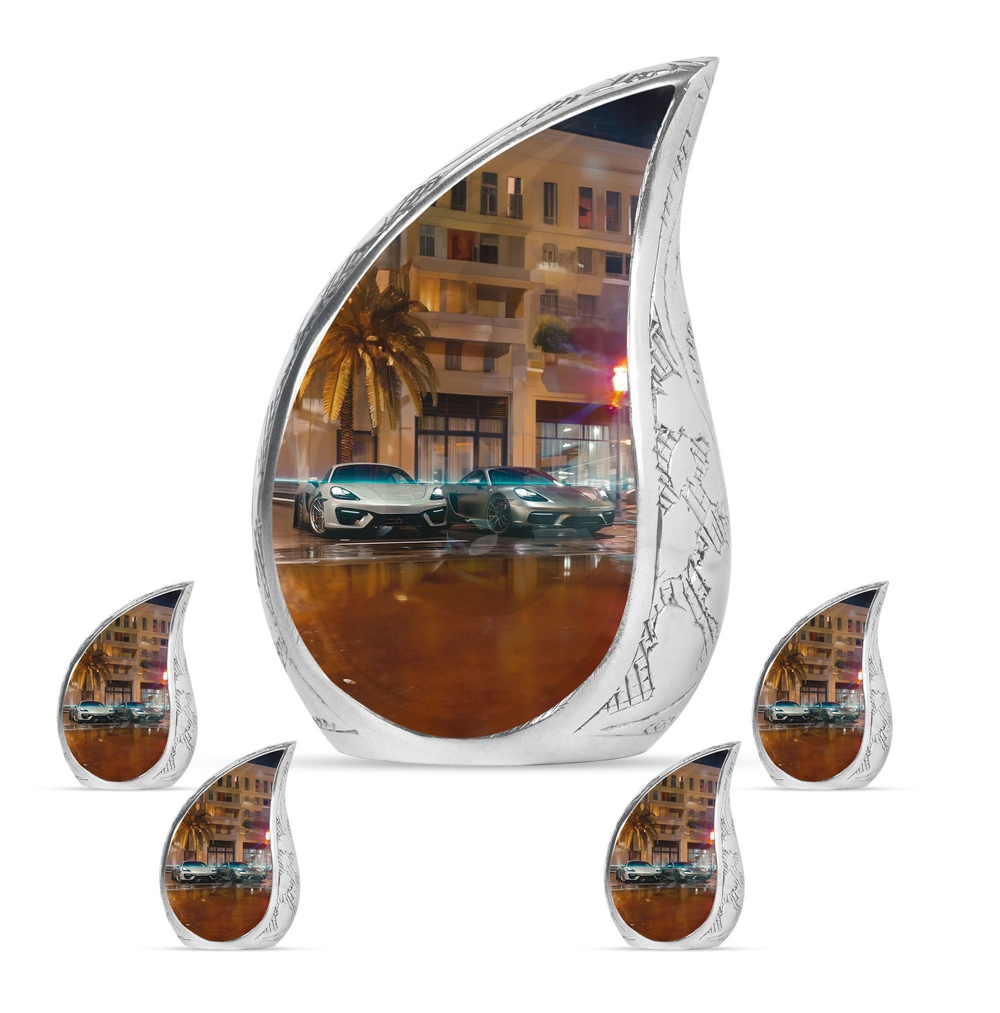 Car Theme Large Urn With 4 Keepsake Urn