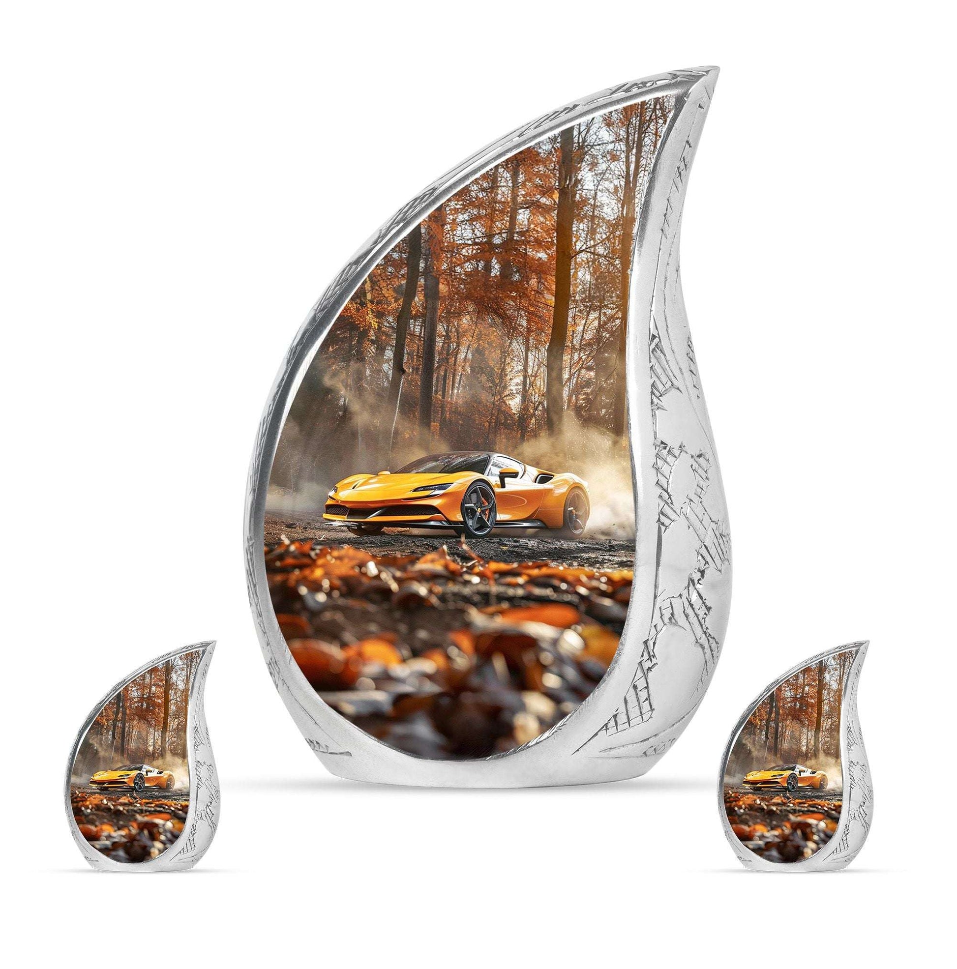 Car Theme Large Urn With 2 Keepsake Urn