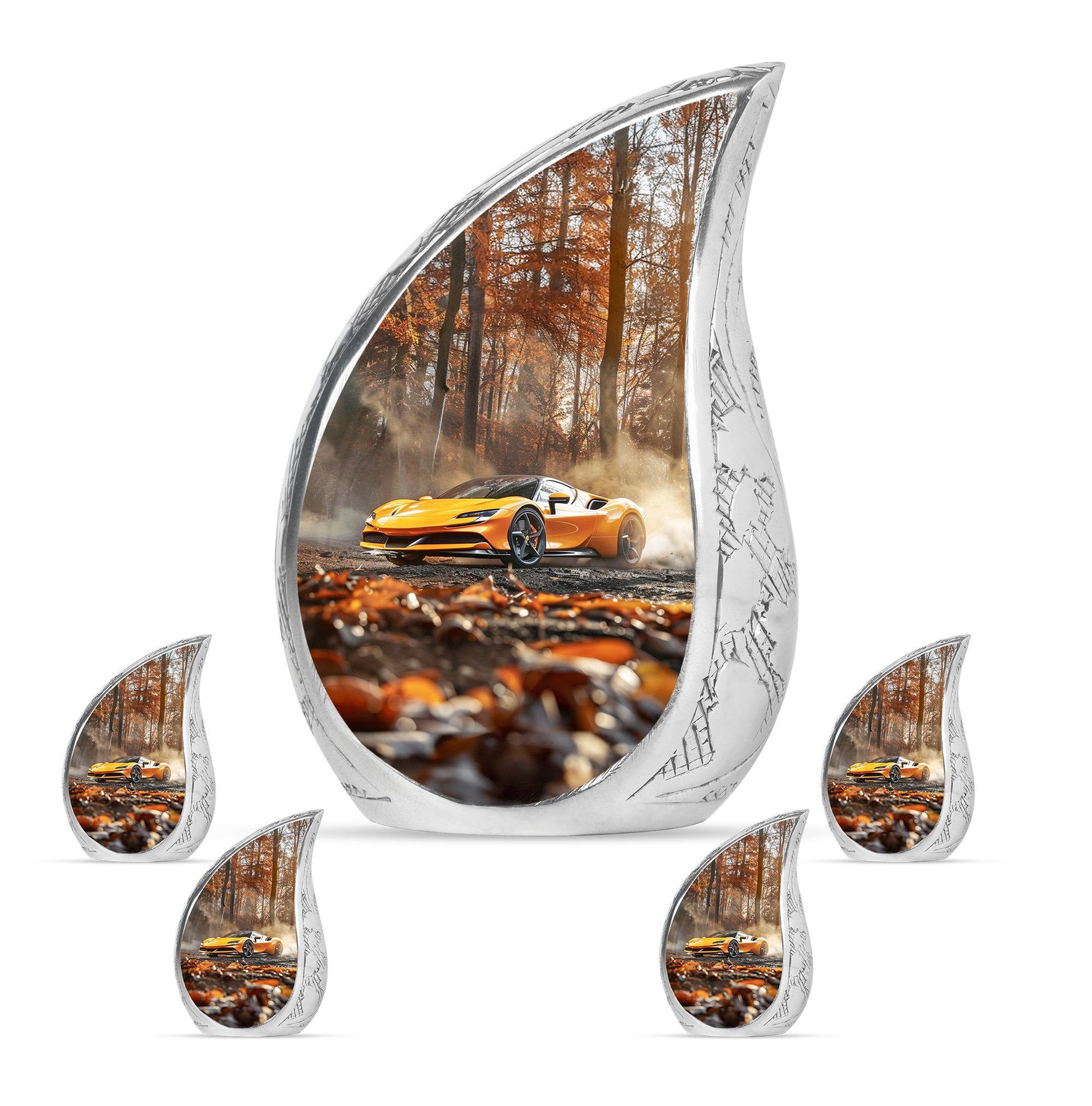 Car Theme Large Urn With 4 Keepsake Urn