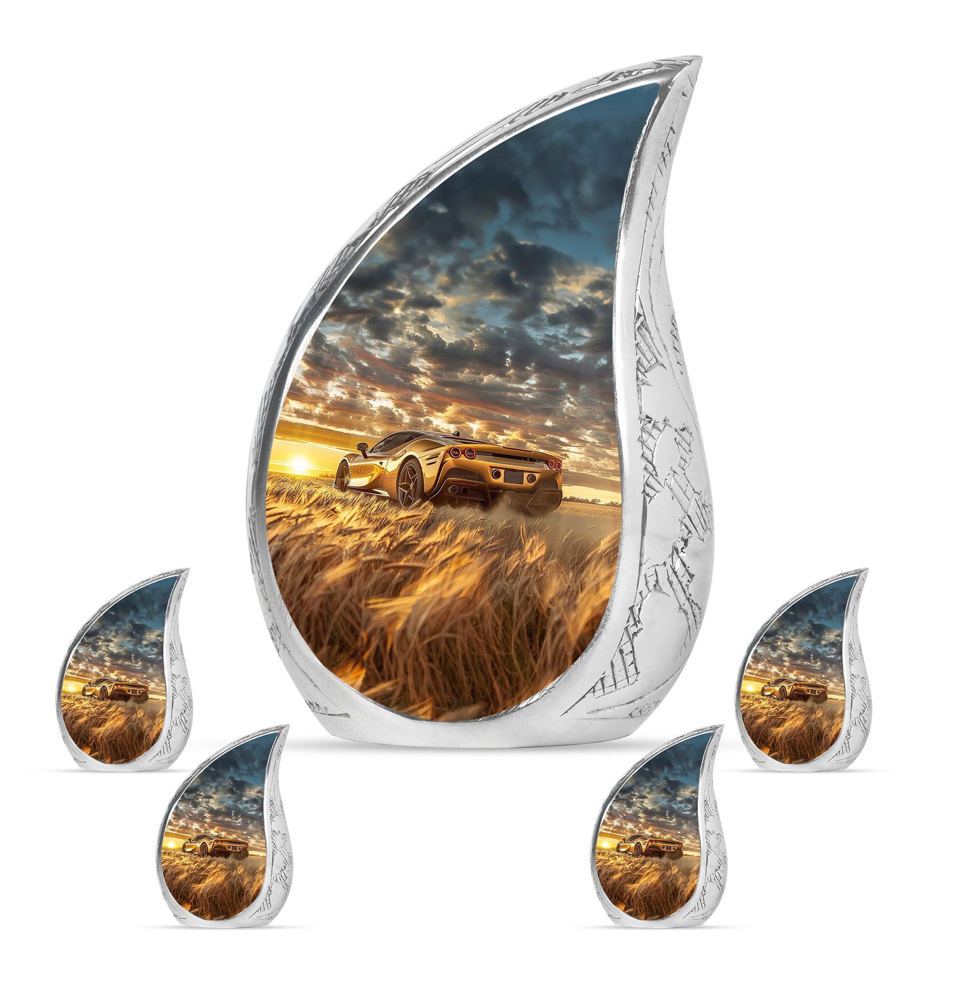 Car Theme Large Urn With 4 Keepsake Urn