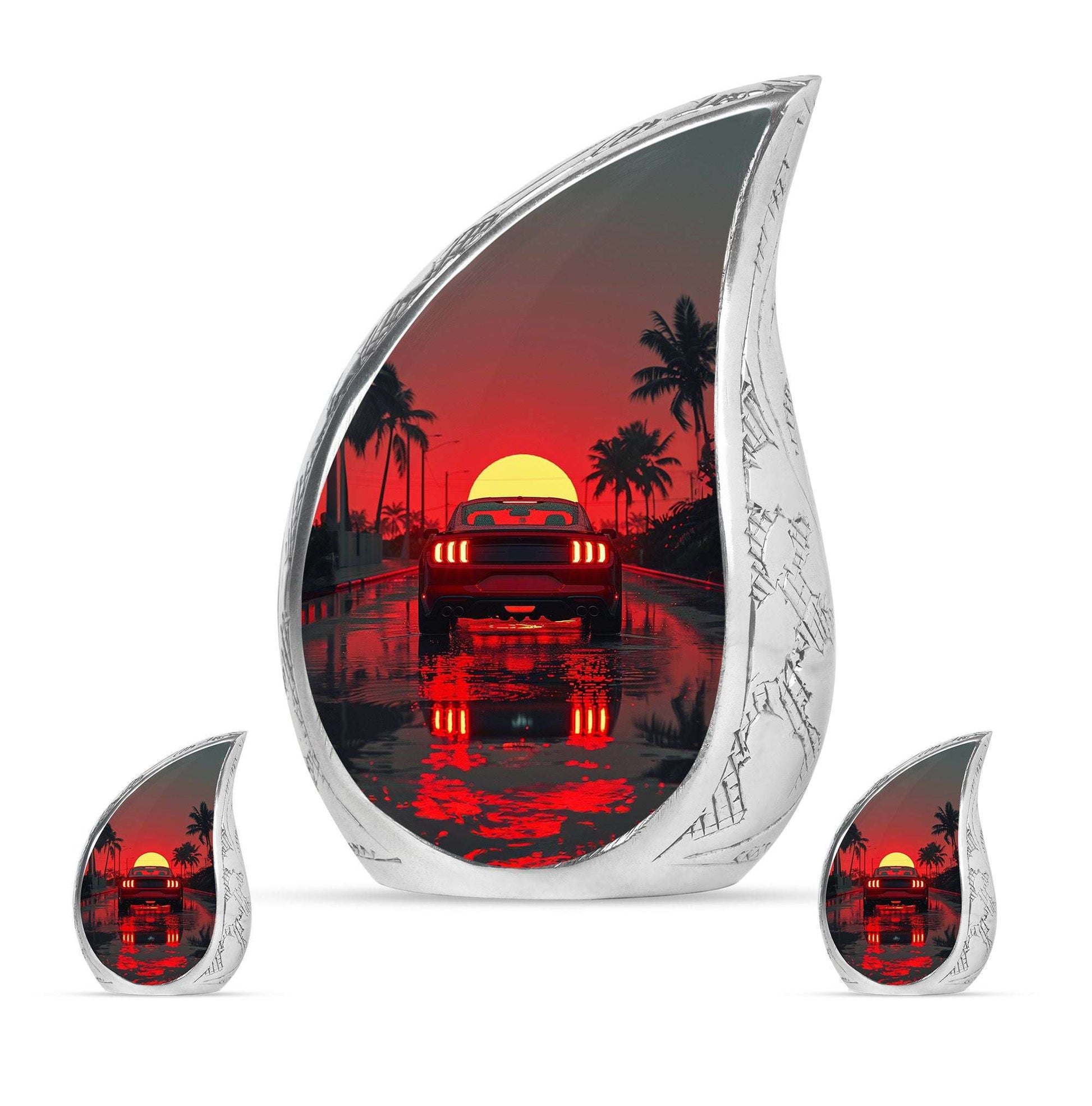 Car Theme Large Urn With 2 Keepsake Urn