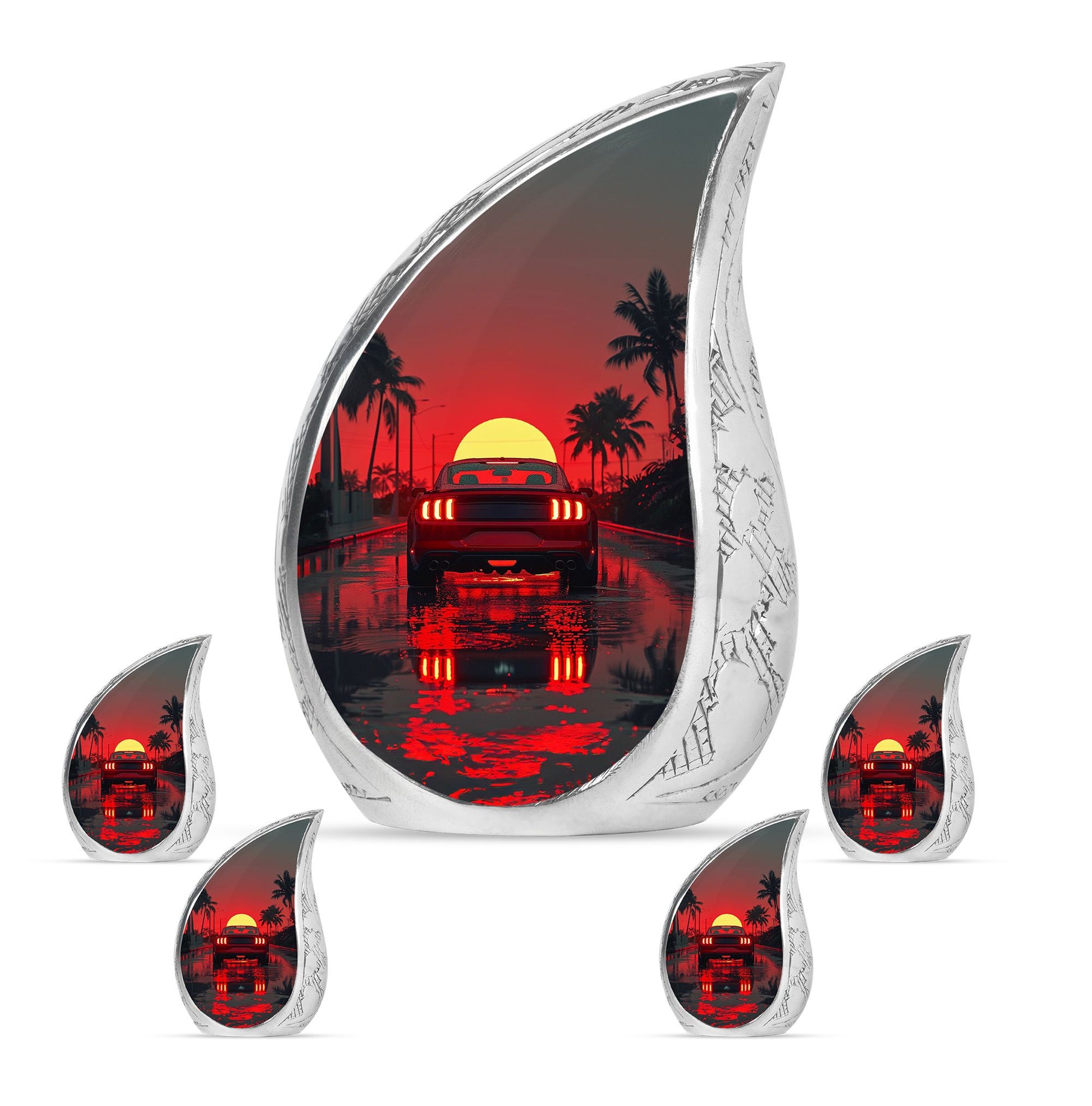 Car Theme Large Urn With 4 Keepsake Urn