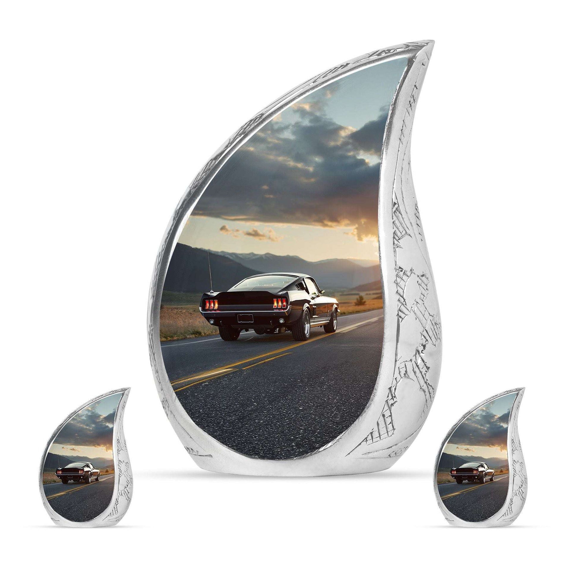 Car Theme Large Urn With 2 Keepsake Urn