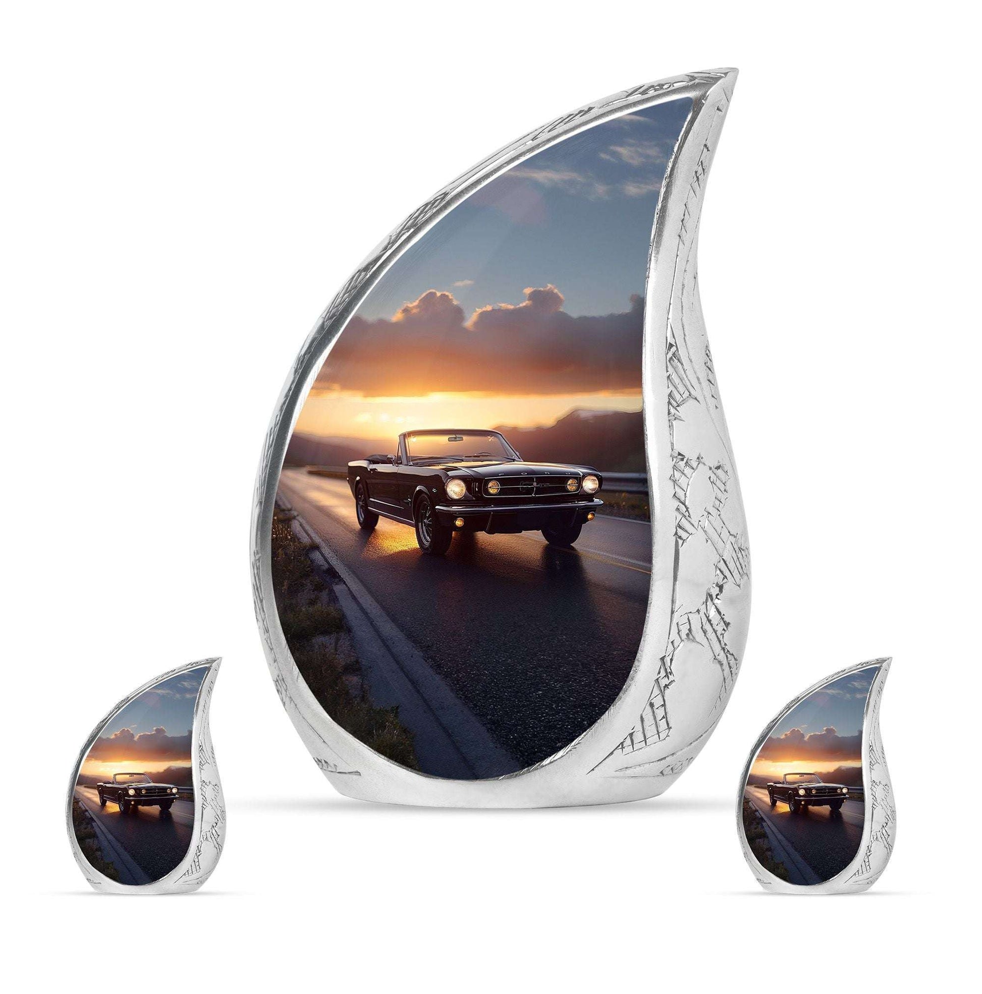 Car Theme Large Urn With 2 Keepsake Urn