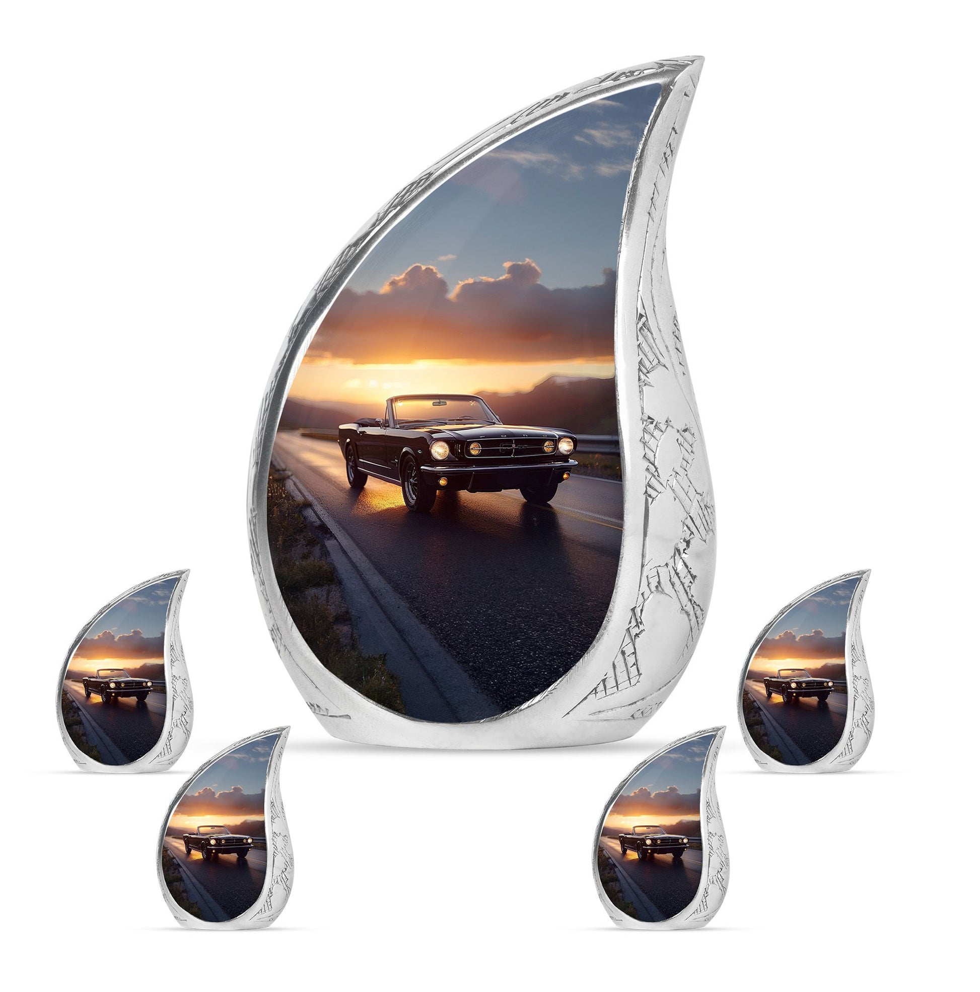 Car Theme Large Urn With 4 Keepsake Urn