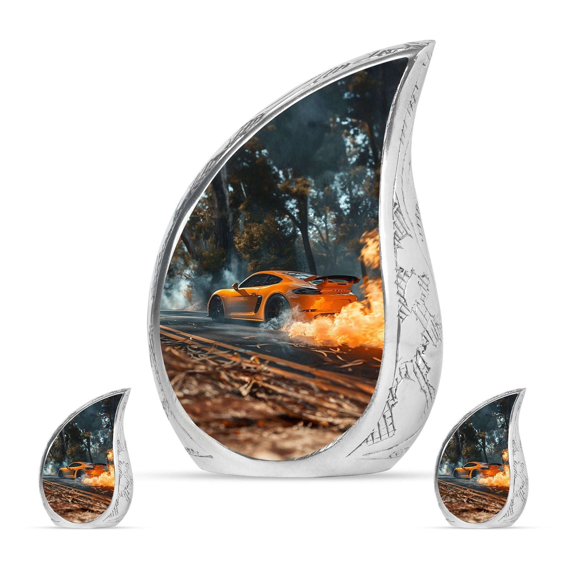 Car Theme Large Urn With 2 Keepsake Urn