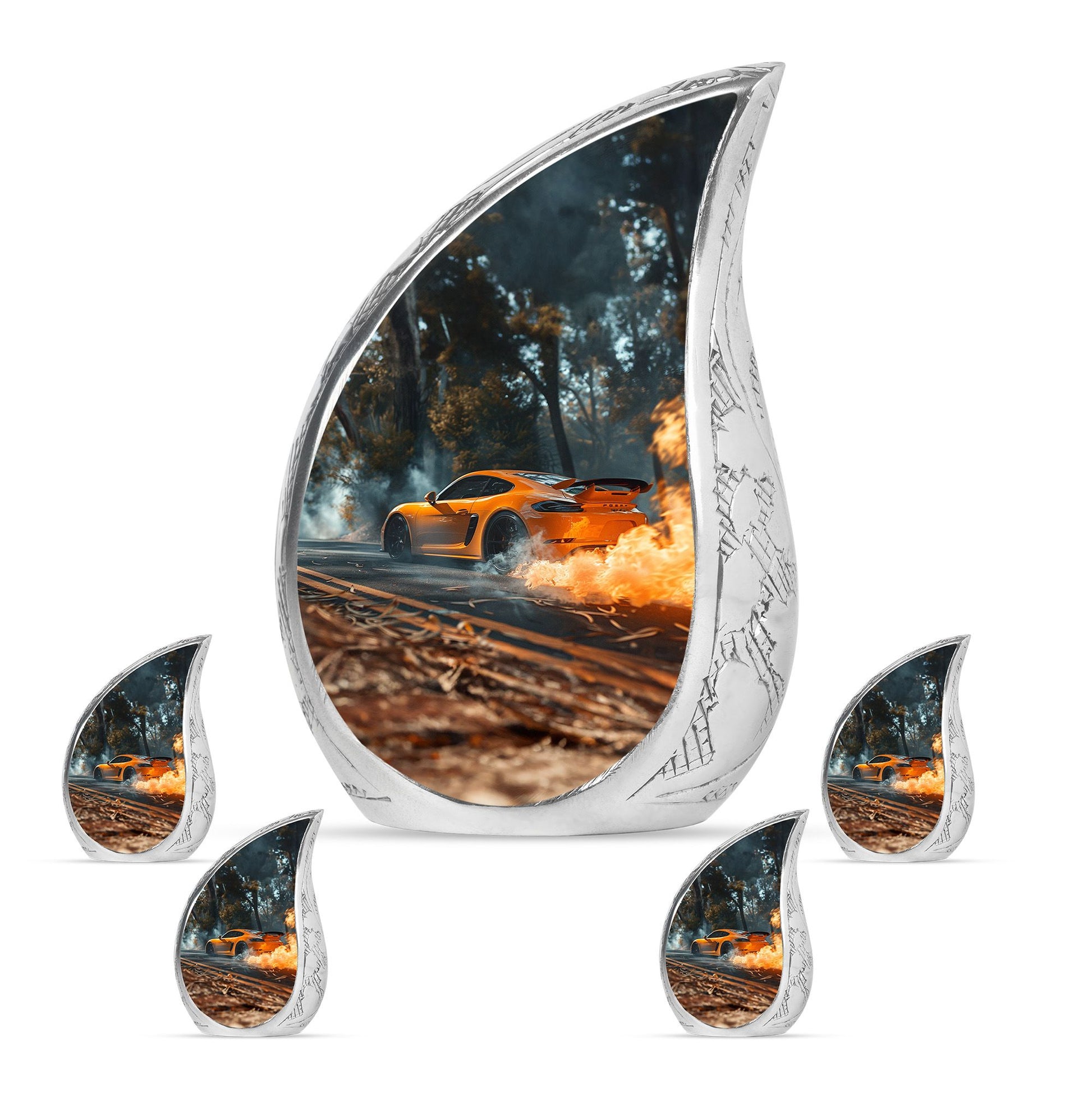 Car Theme Large Urn With 4 Keepsake Urn