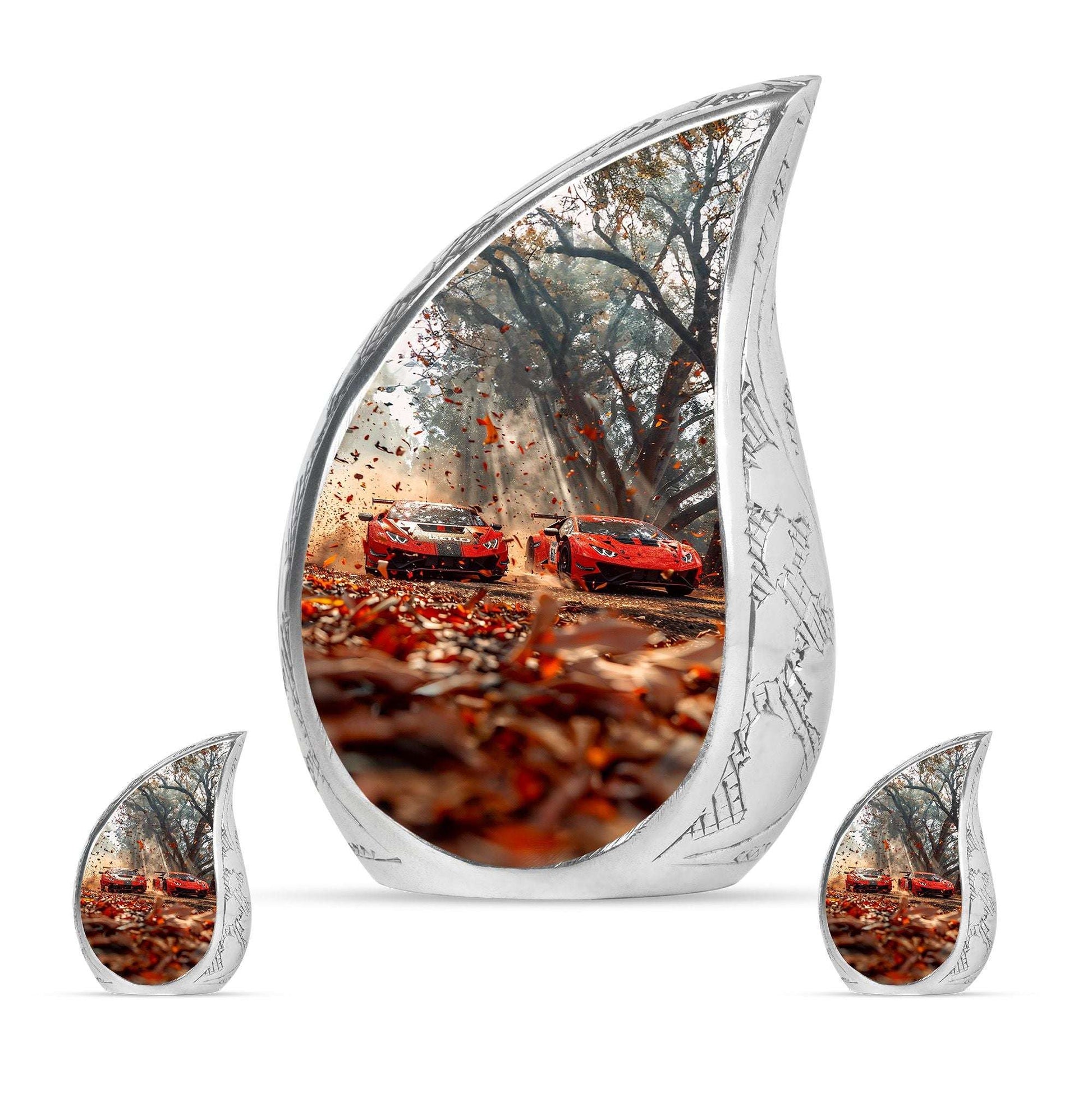 Car Theme Large Urn With 2 Keepsake Urn