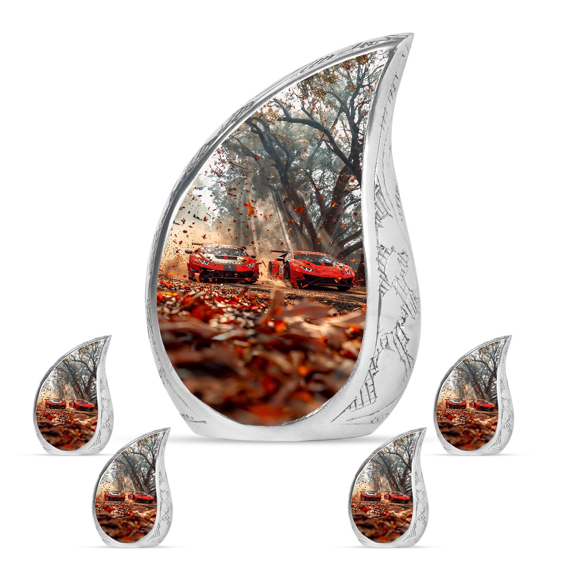 Car Theme Large Urn With 4 Keepsake Urn