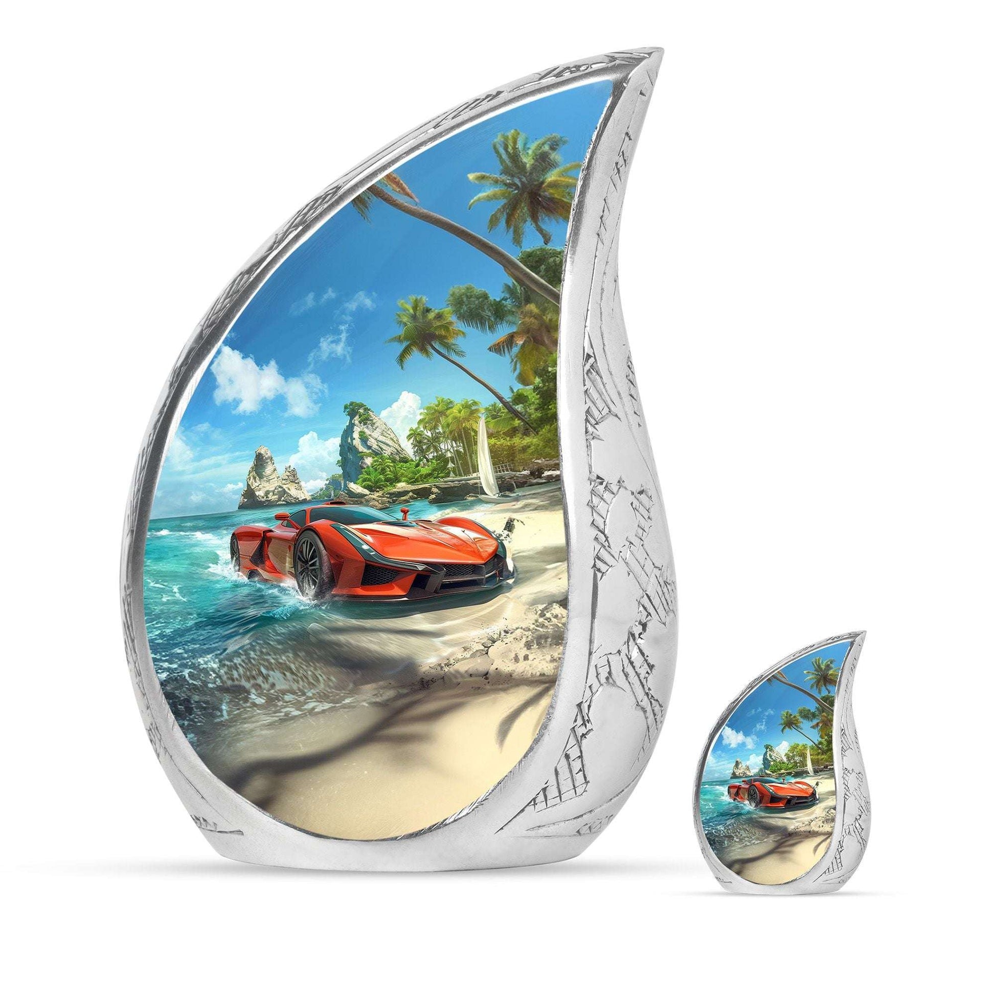 Car Theme Large Urn With 1 Keepsake Urn