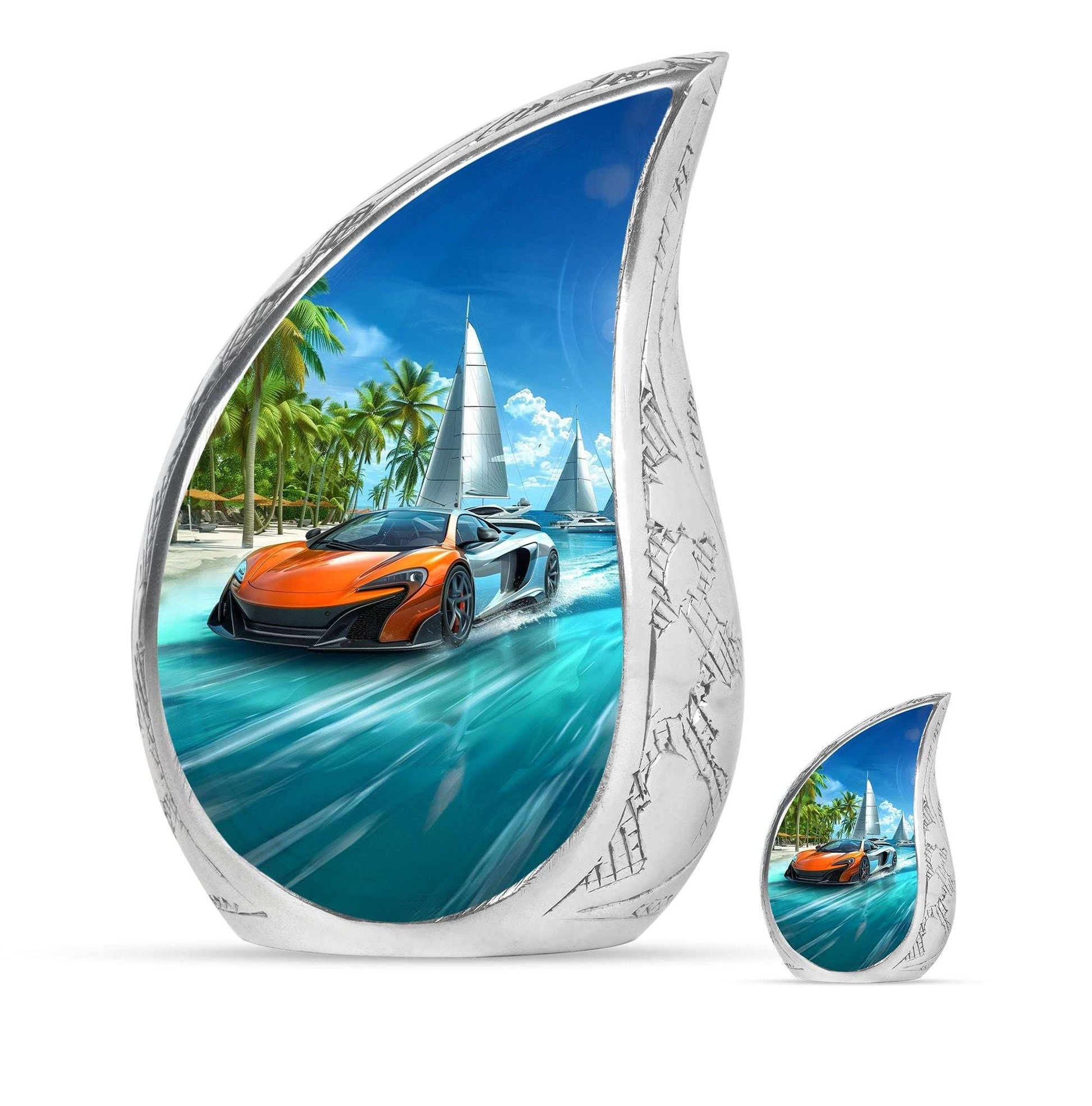 Car Theme Large Urn With 1 Keepsake Urn