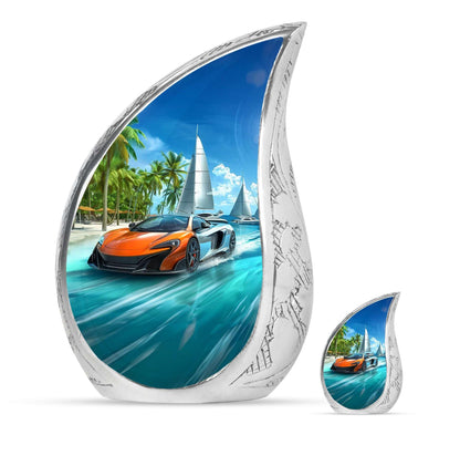 Car Theme Large Urn With 1 Keepsake Urn