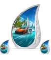 Car Theme Large Urn With 2 Keepsake Urn