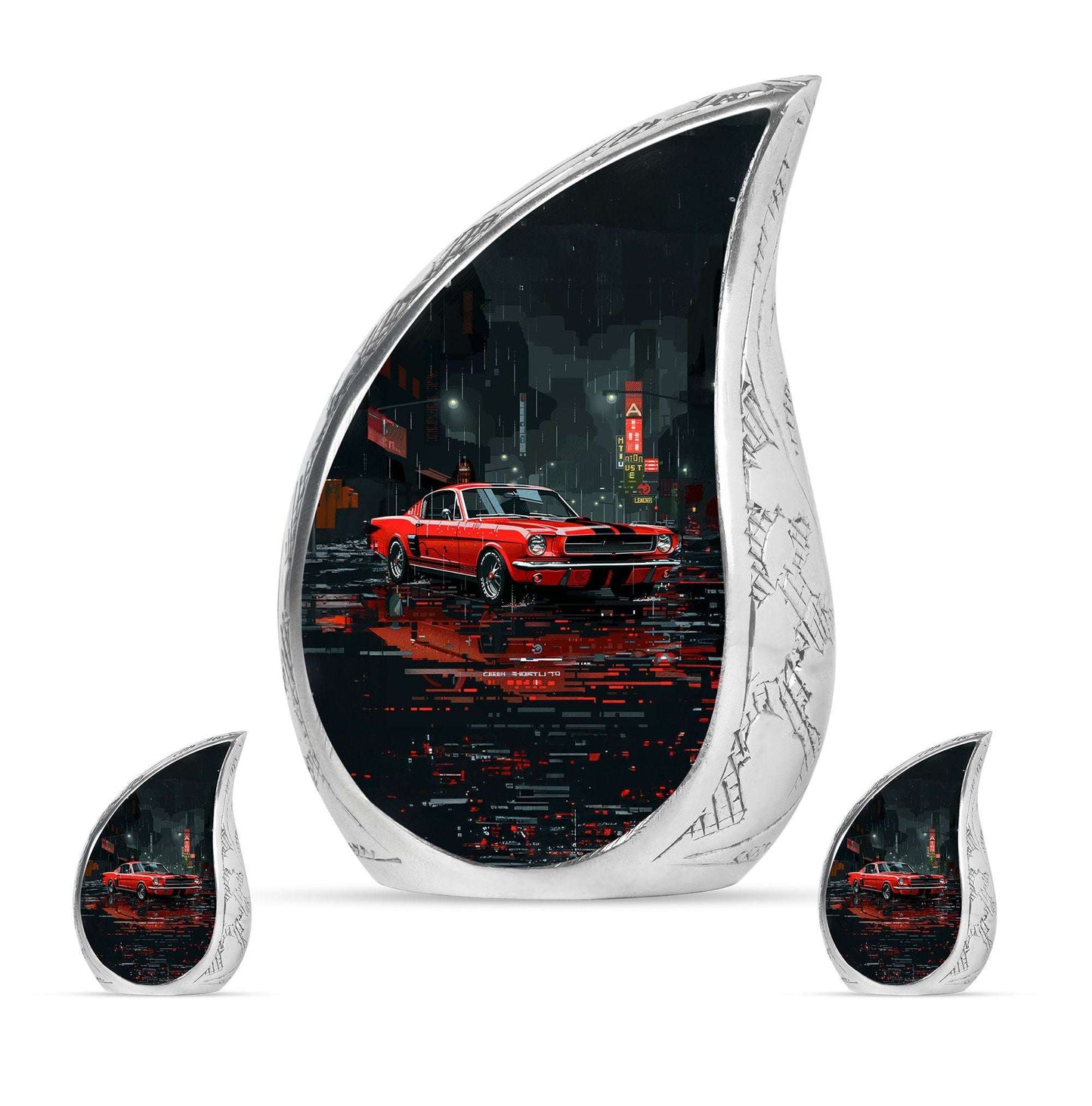 Car Theme Large Urn With 2 Keepsake Urn