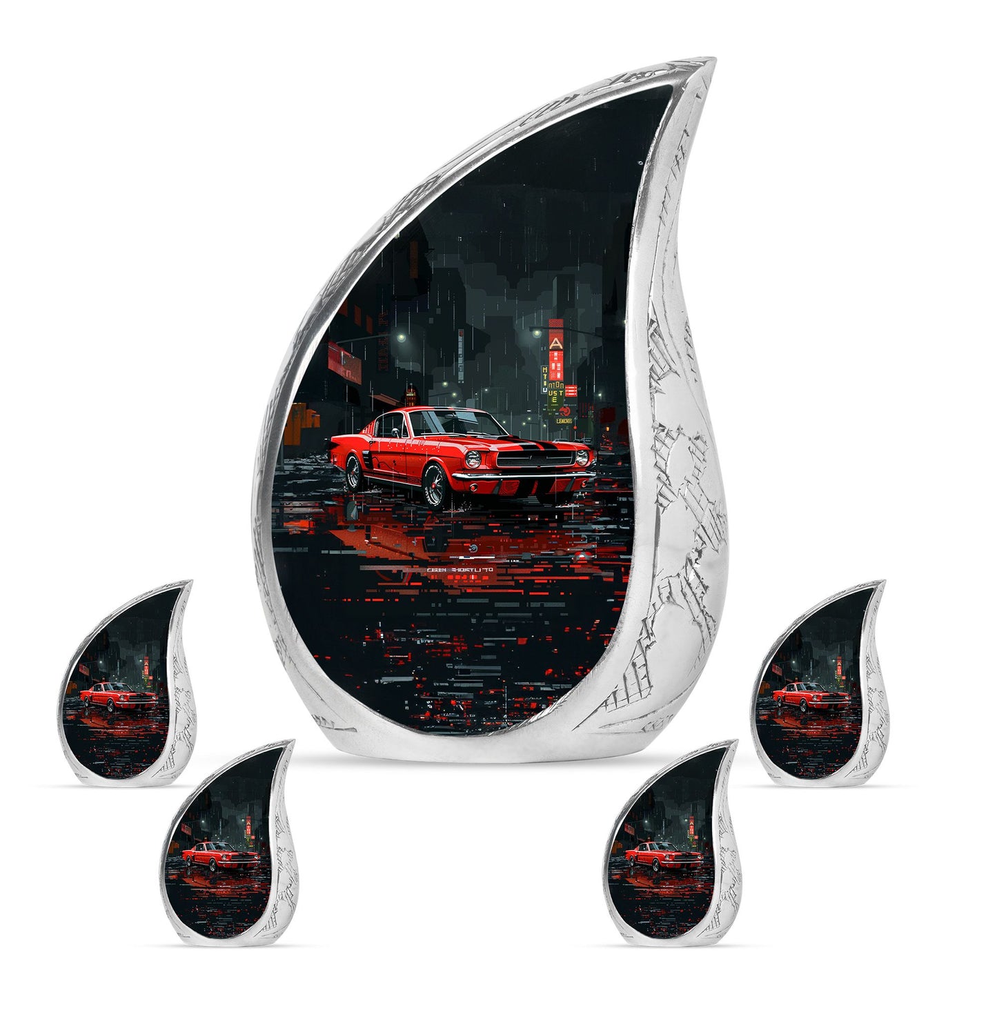 Car Theme Large Urn With 4 Keepsake Urn