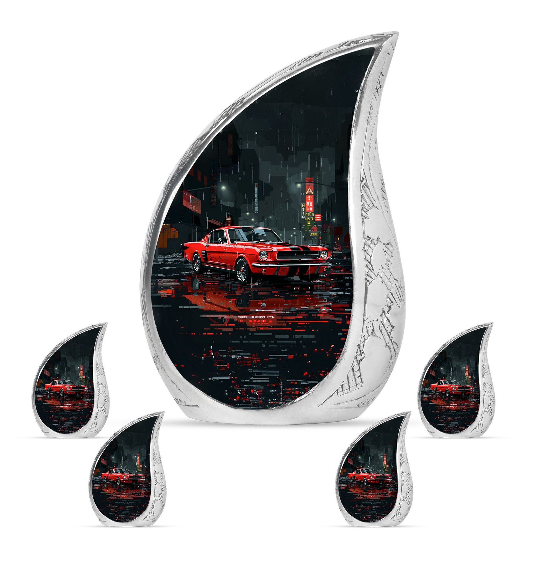 Car Theme Large Urn With 4 Keepsake Urn