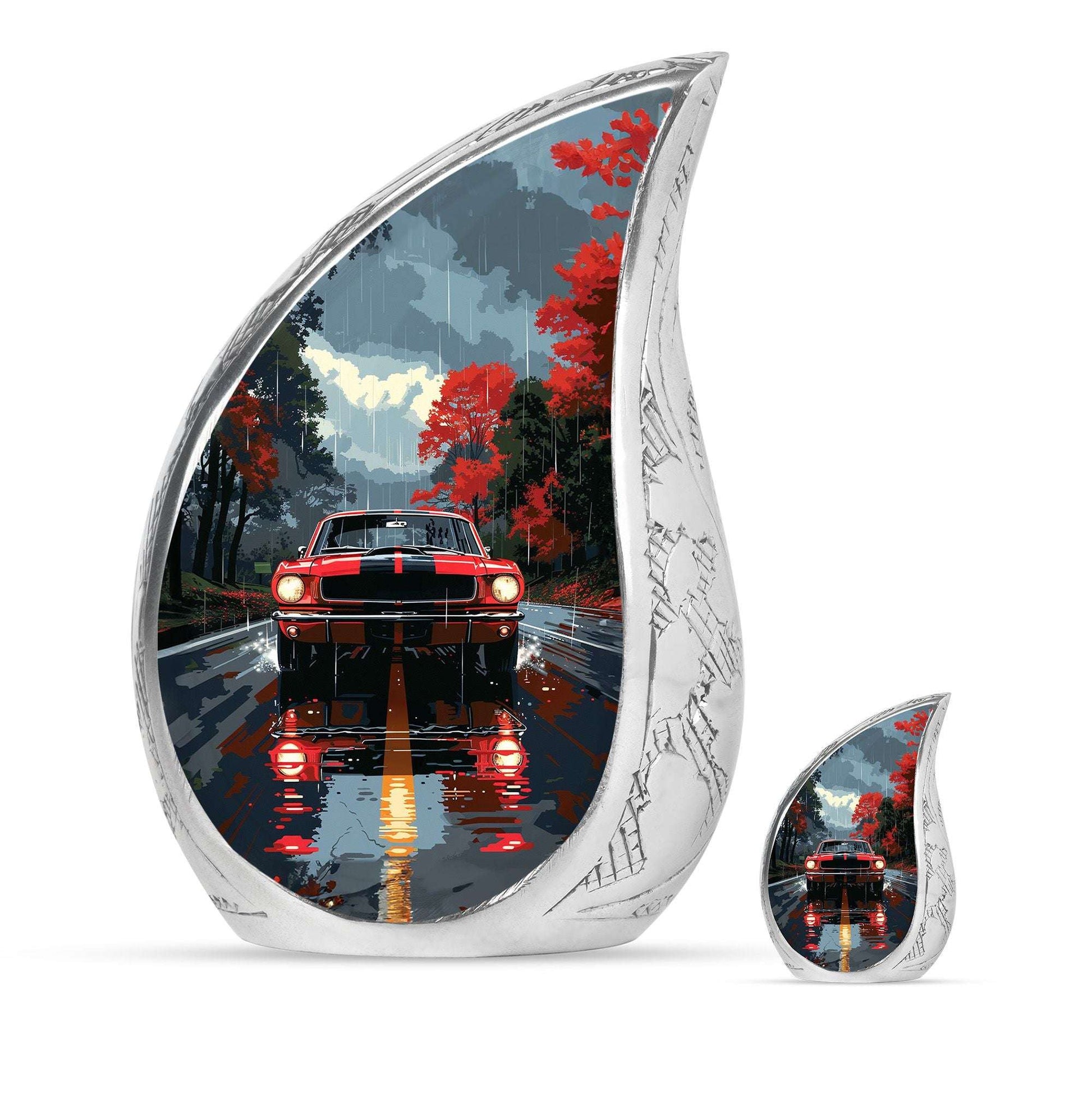 Car Theme Large Urn With 1 Keepsake Urn