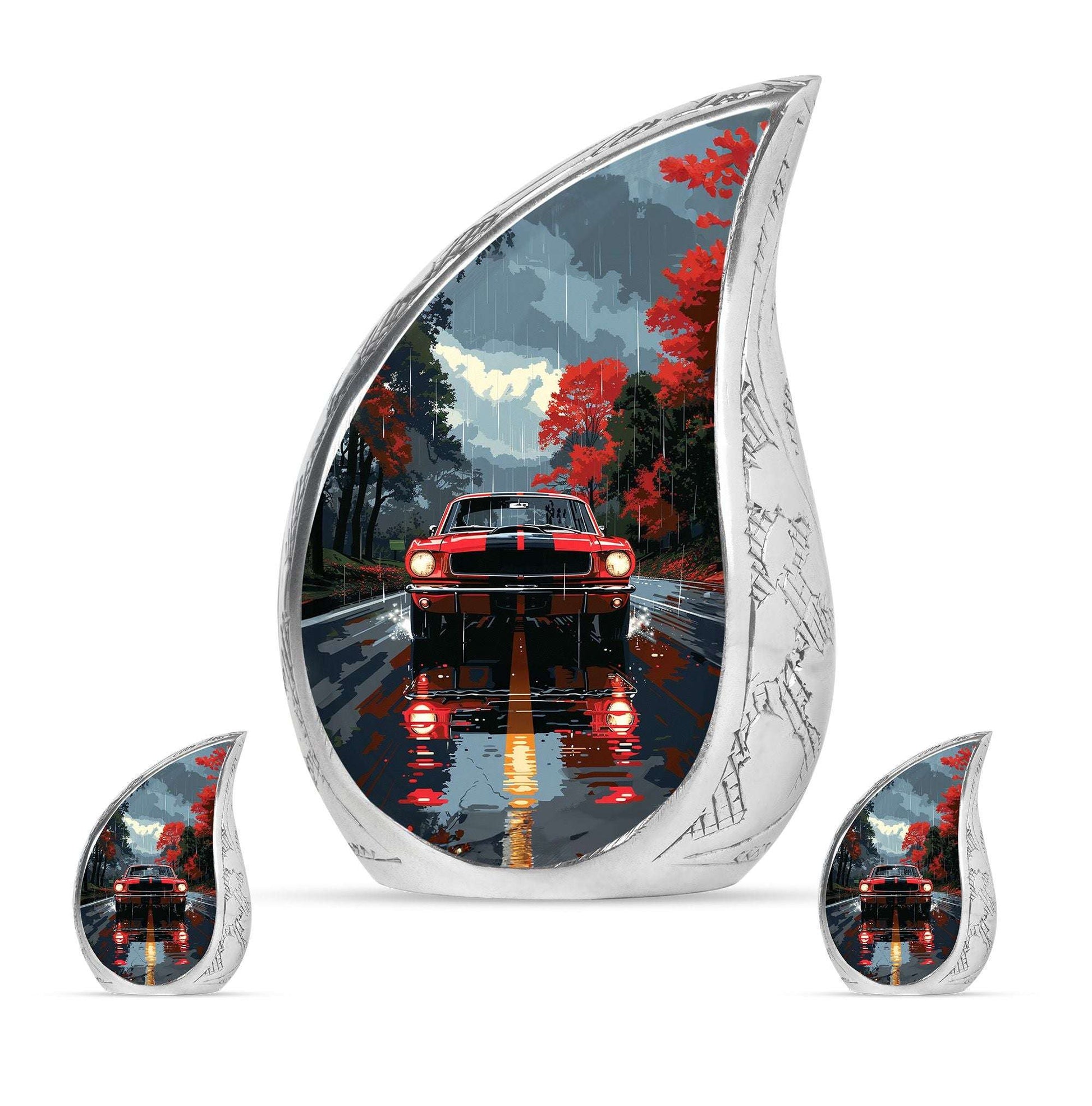 Car Theme Large Urn With 2 Keepsake Urn