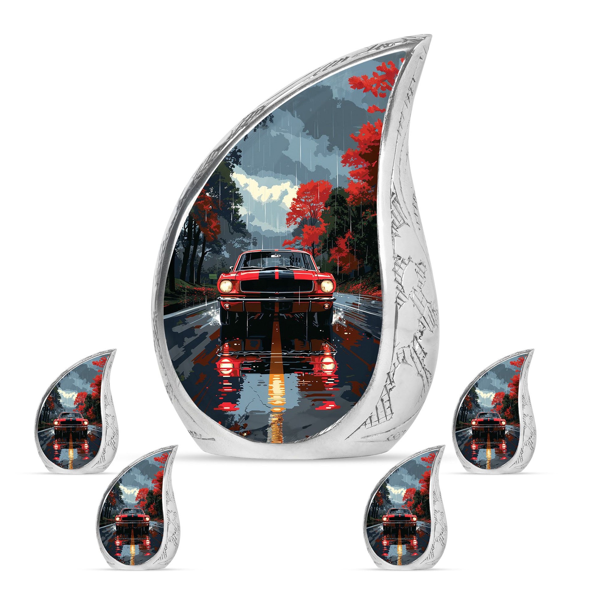 Car Theme Large Urn With 4 Keepsake Urn