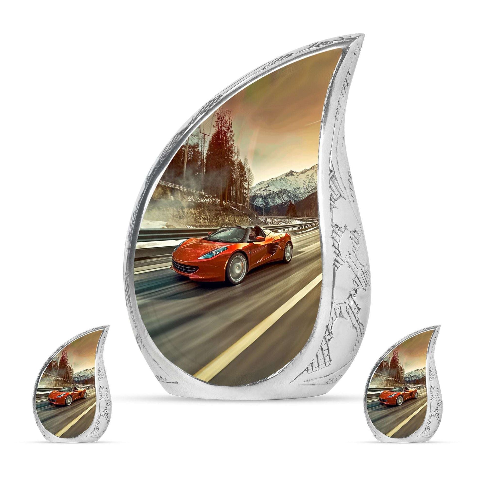 Car Theme Large Urn With 2 Keepsake Urn