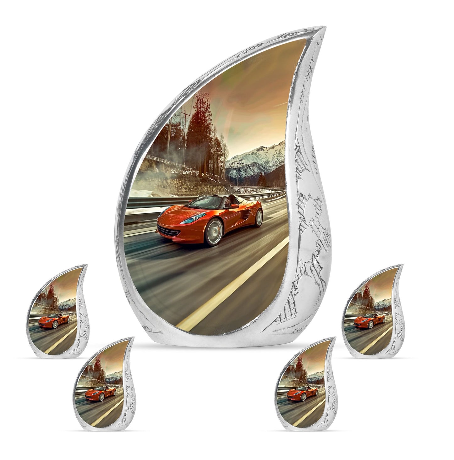 Car Theme Large Urn With 4 Keepsake Urn
