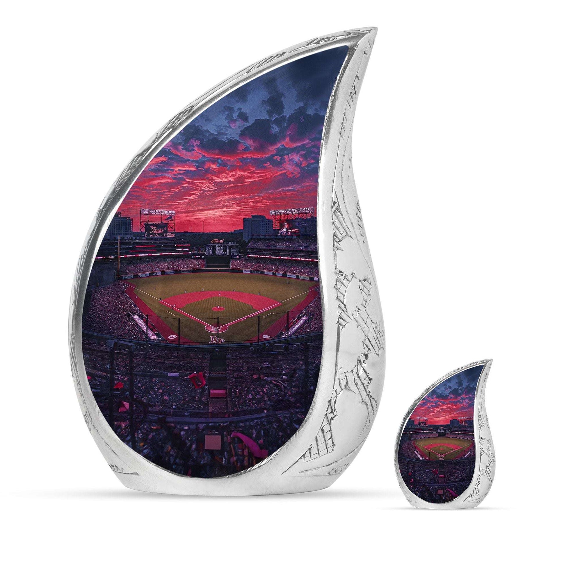 Baseball Theme Large Urn With 1 Keepsake Urn