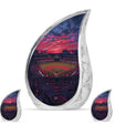 Baseball Theme Large Urn With 2 Keepsake Urn