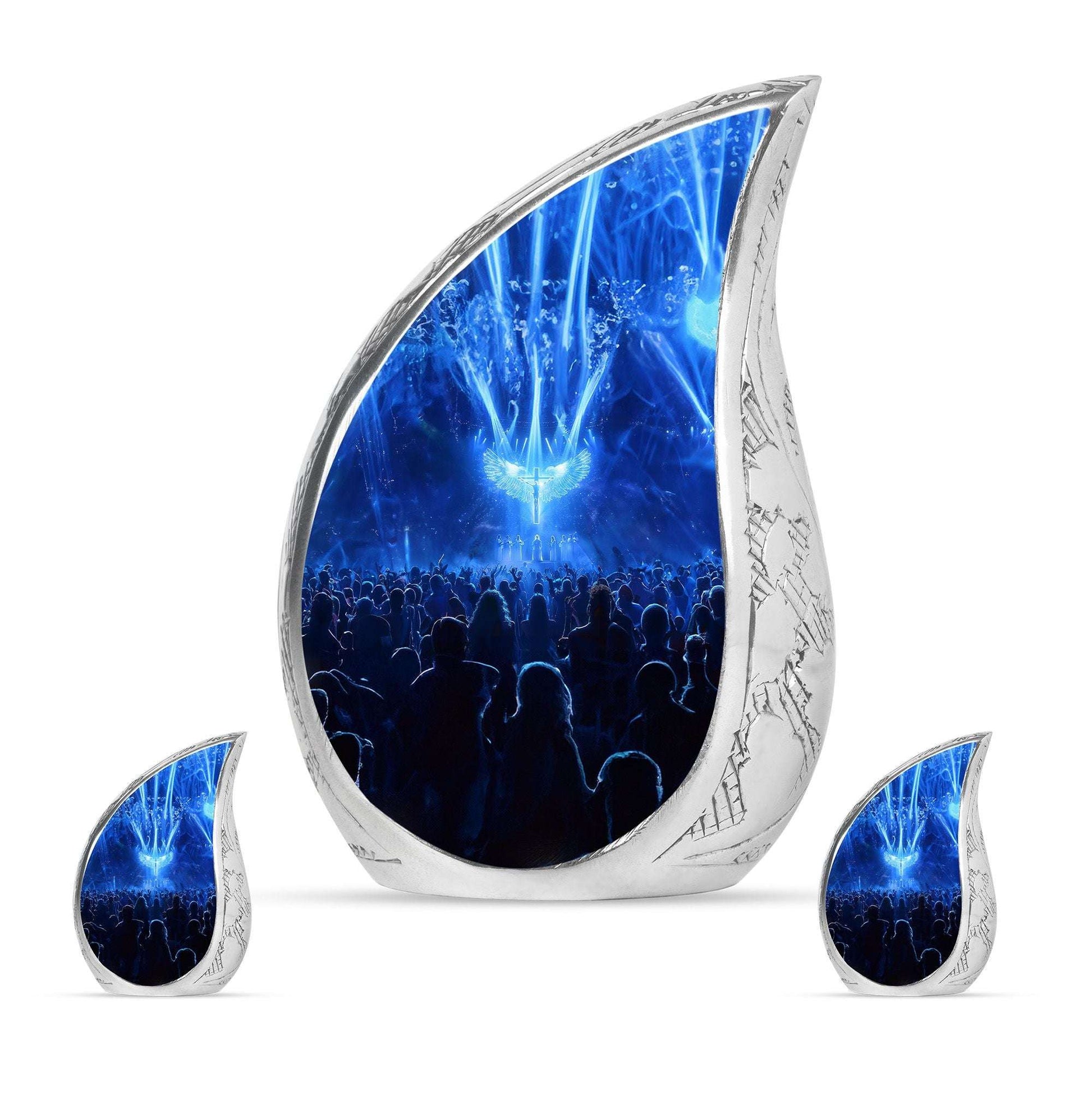 Cross Theme Large Urn With 2 Keepsake Urn