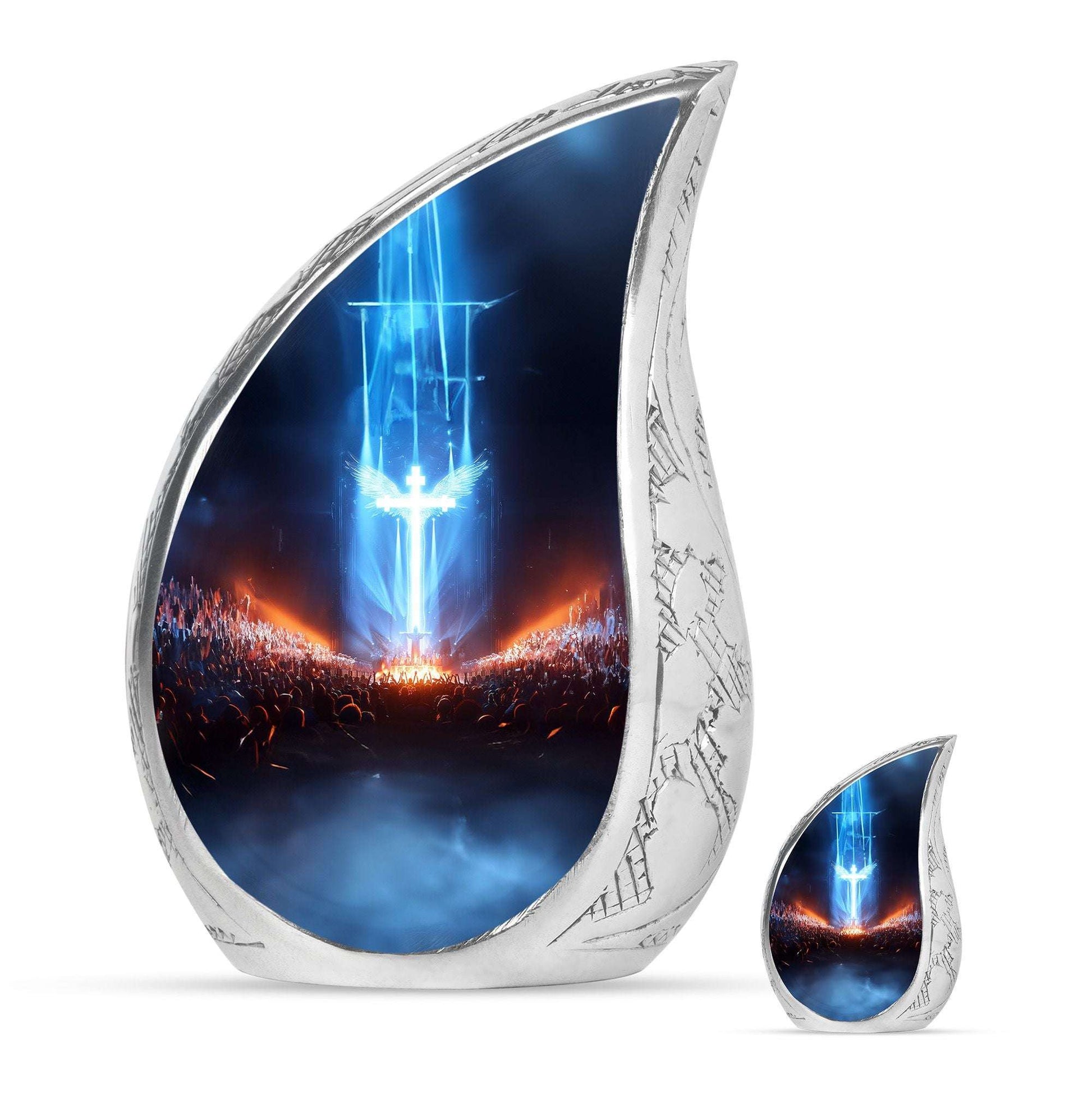 Cross Theme Large Urn With 1 Keepsake Urn