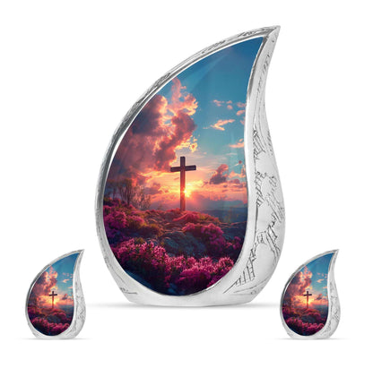 Cross Theme Large Urn With 2 Keepsake Urn