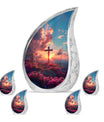 Cross Theme Large Urn With 4 Keepsake Urn