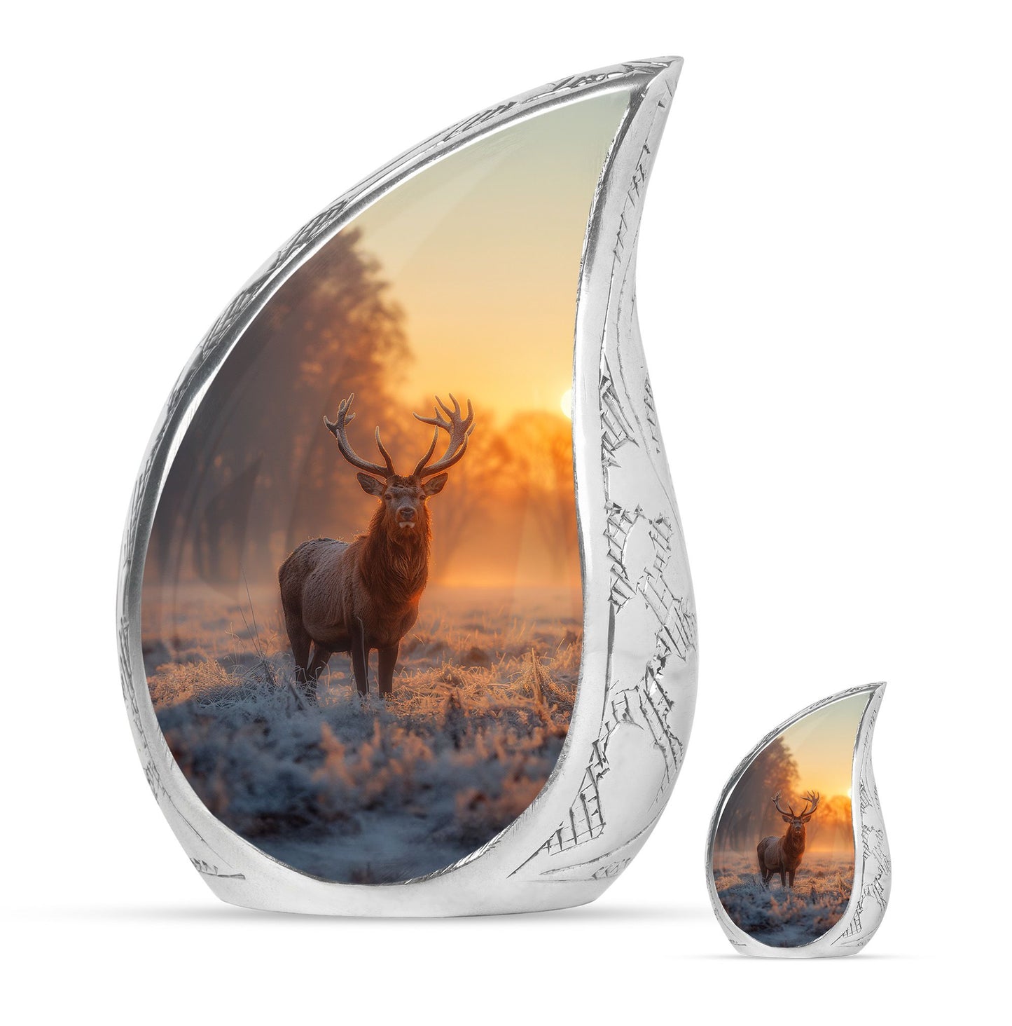 Deer Theme Large Urn With 1 Keepsake Urn