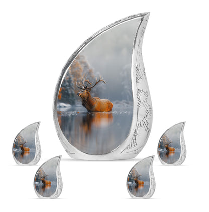 Deer Theme Large Urn With 4 Keepsake Urn
