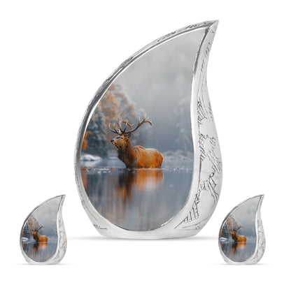 Deer Theme Large Urn With 2 Keepsake Urn