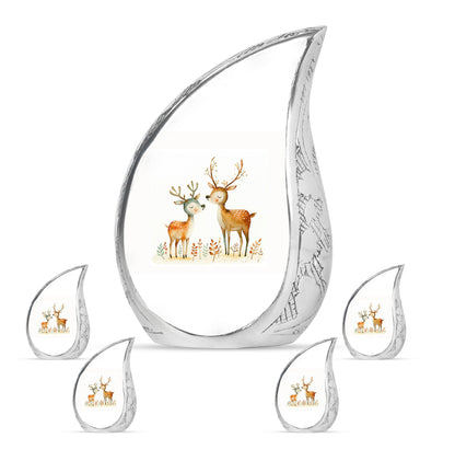 Deer Family Theme Large Urn With 4 Keepsake Urn