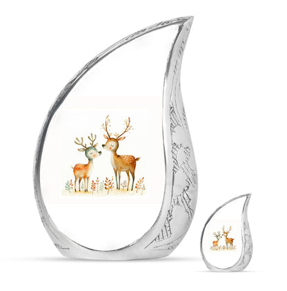 Deer Family Theme Large Urn With 1 Keepsake Urn