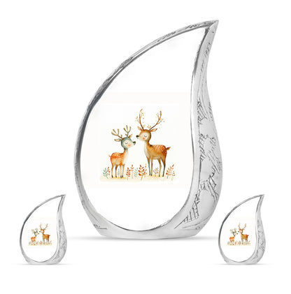 Deer Family Theme Large Urn With 2 Keepsake Urn