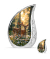 Deer Family Theme Large Urn With 1 Keepsake Urn