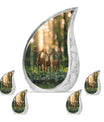 Deer Family Theme Large Urn With 4 Keepsake Urn