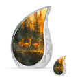 Deer Family Theme Large Urn With 1 Keepsake Urn
